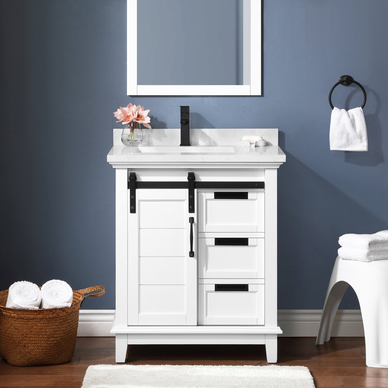 OVE Decors Edenderry 30 In. Single Sink Bathroom Barn Door Vanity With
